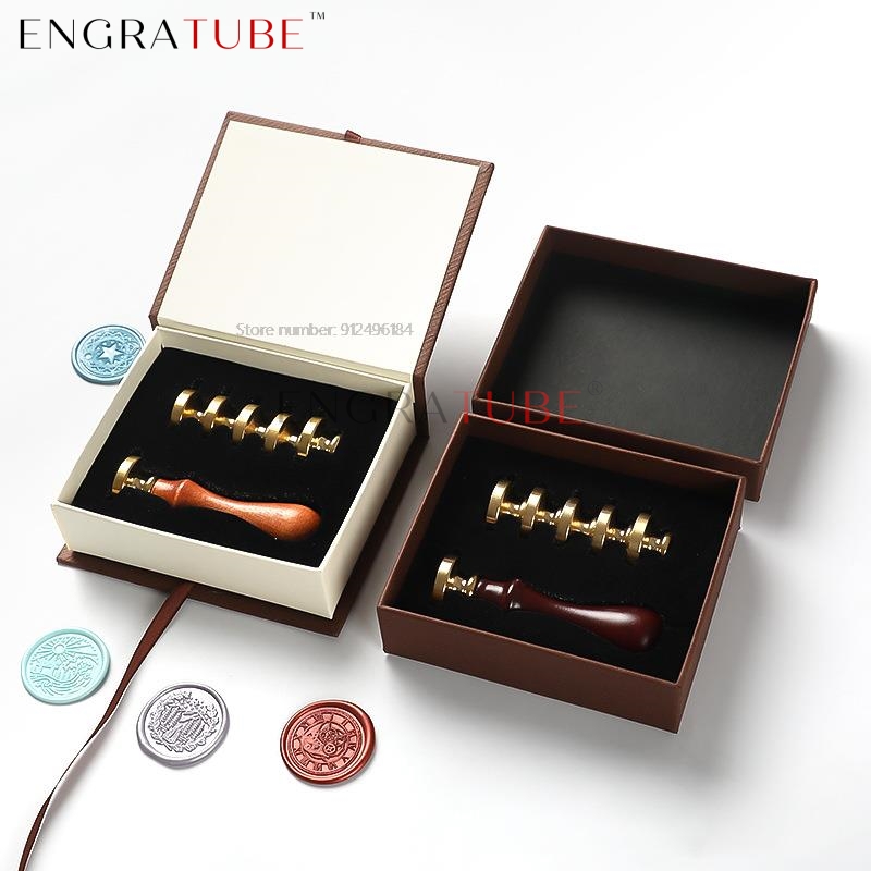 Wax Seal Stamp Set - 6 Miedzianych Głowic Stempli do Lakowania