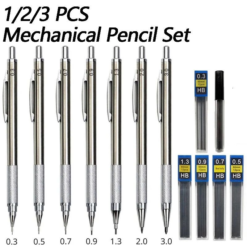 Mechanical Pencil 0.3 - 1/2/3 PCS Metalowe ołówki do rysowania
